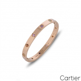 Cartier Rose Gold Coloured Stones Love Bracelet Size 18 B6036518 Cartier Rose Gold Coloured Stones Love Bracelet Size 18 B6036518